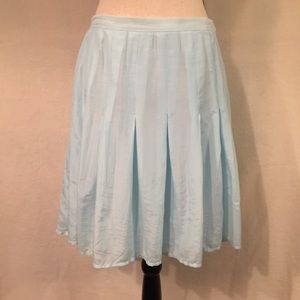 J. Jill pale sky blue cotton silk pleated a-line skirt